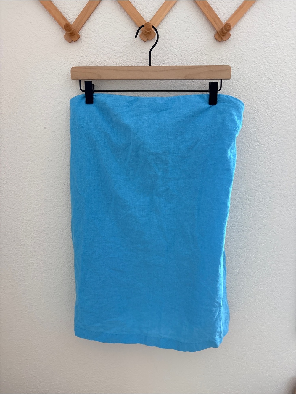 Free People Bright Blue Essentially The Best Cotton Linen Strapless Mini Dress - Picture 3 of 8